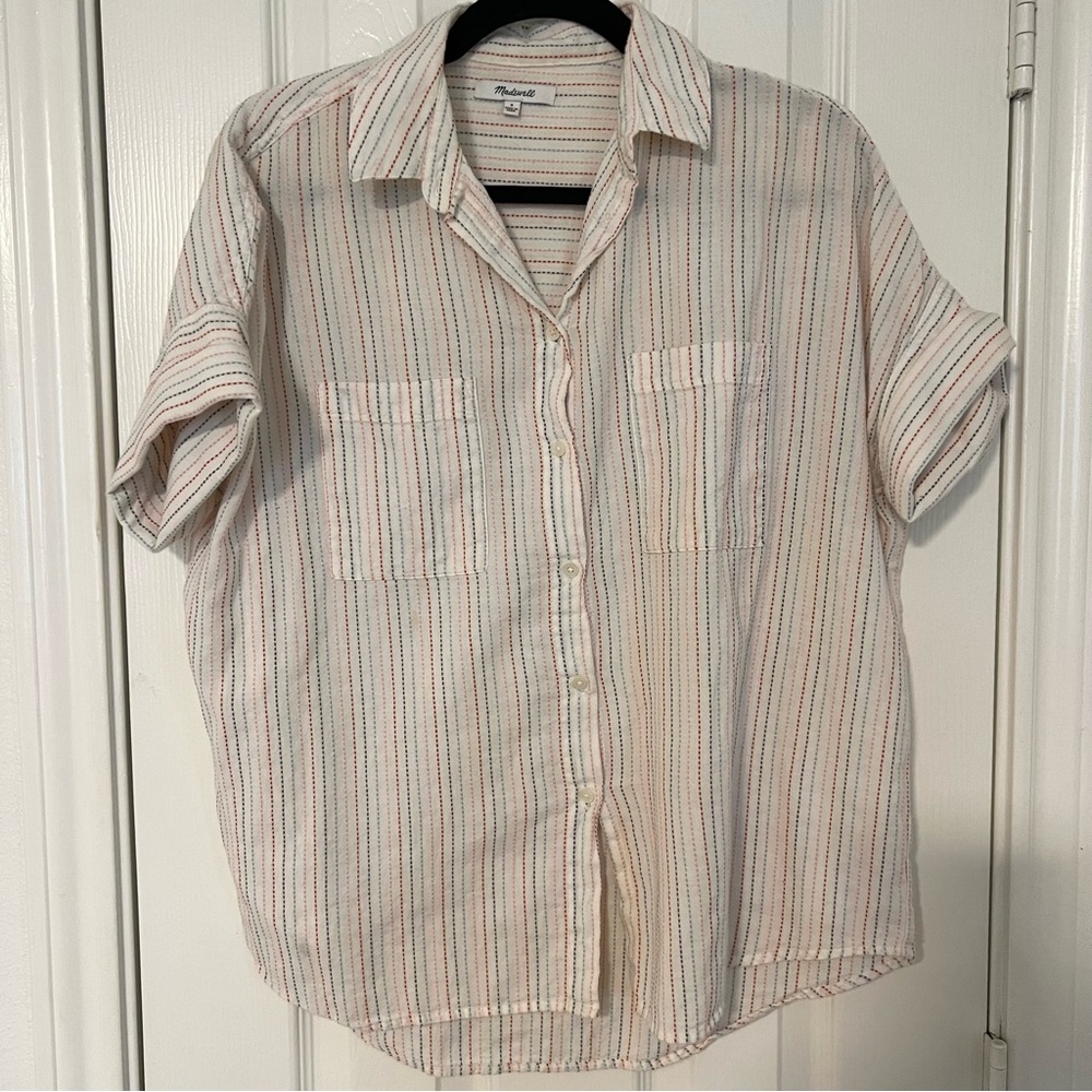 Madewell Courier shirt Small colorful embroidered stripe